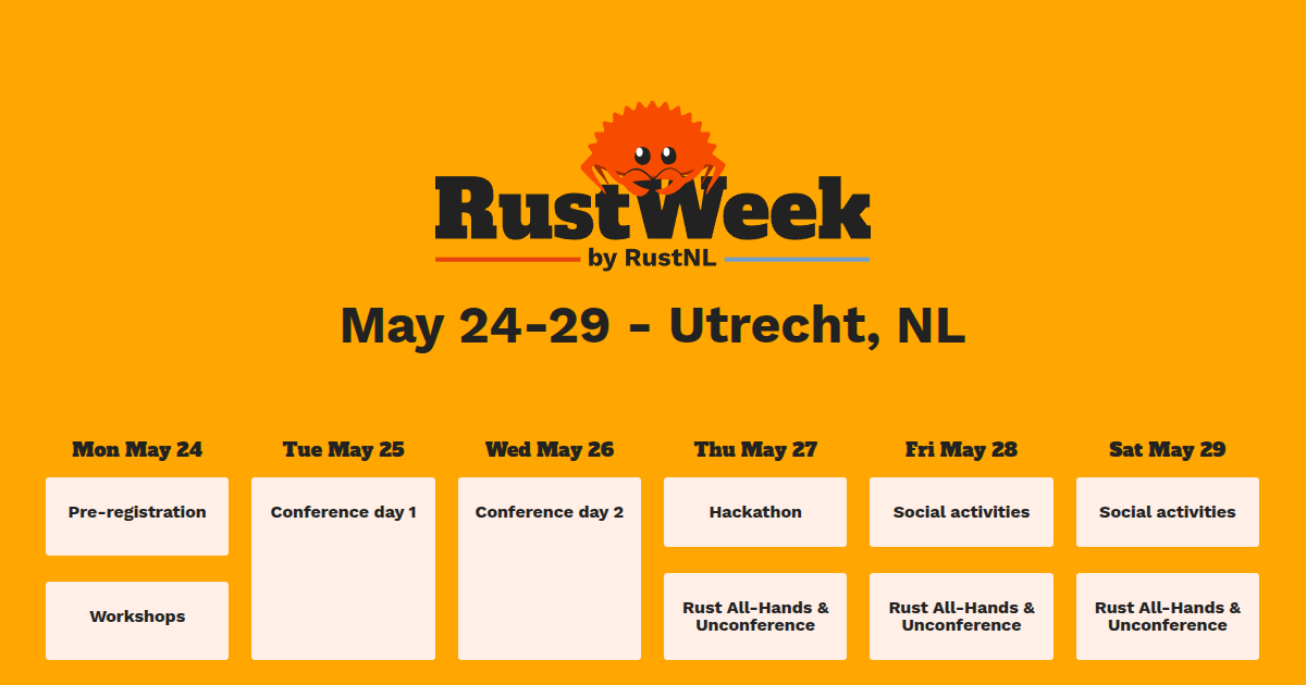 RustWeek 2027 week schedule